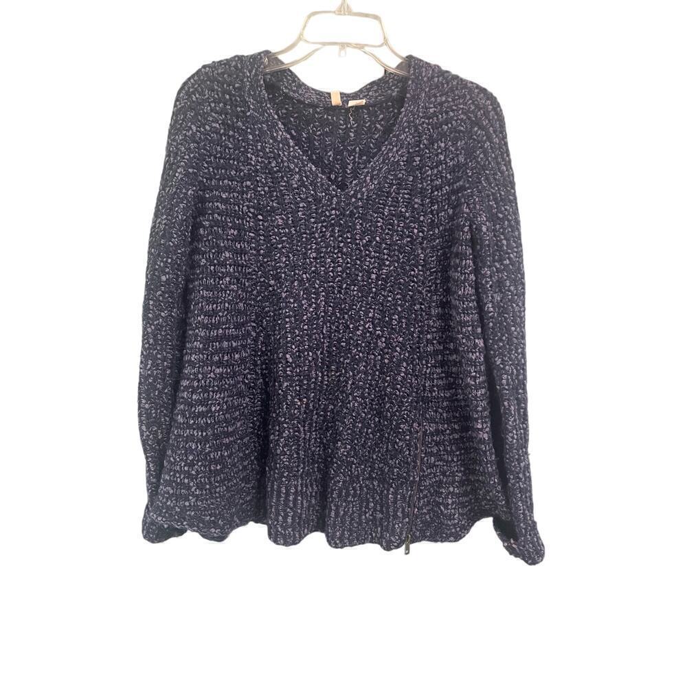 Moth Anthropologie V Neck Sweater Zip Detail Size Small Wool Cotton